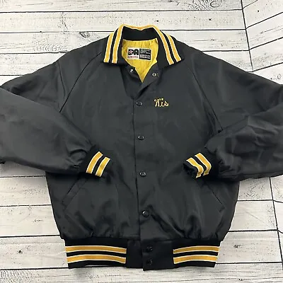 Vintage Don Alleson Holy Cross Snap Button Jacket Men's Medium Black Yellow • $29.69