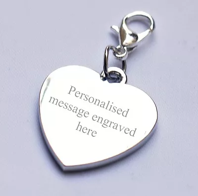 Engravable Personalised Heart Charm 2 Sides Engraving Any Message/Wording/Date  • $7.45