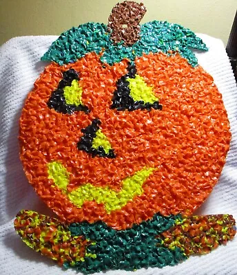 Vintage Plastic Popcorn Meltmelted Jack O'lantern Pumpkinhalloween Side Glance • $7.99