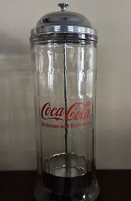 Coca-Cola Vintage Diner-Style Glass Straw Dispenser Holder 1992 Coke VTG • $15.99