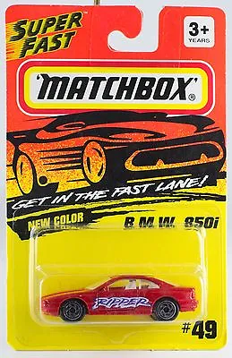 Matchbox MB 49 BMW B M W 850i Red No Skull Tampo New On Card 1995 • $7.99