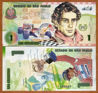 STATE OF SAO PAULO 1 Cruzeiro 2018 Ayrton Senna F1 FANTASY Polymer Banknote • $14.90