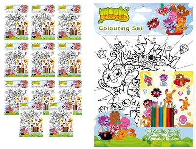 £7.99 • Buy 12 Colouring Sets Moshi Monsters Birthday Party Loot Stickers Fun Activity Pack