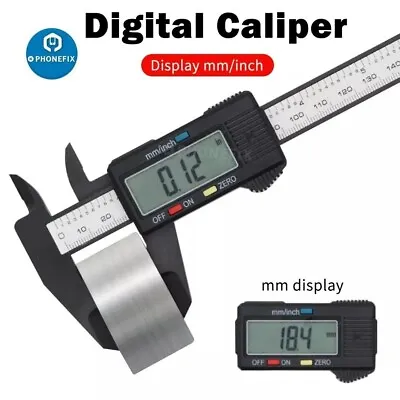 Digital Vernier Caliper Micrometer Measure Tool Gauge Ruler 150mm Black INCH/MM • £4.99