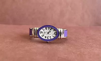 Vellaccio Women's Silver & Purple Cuff Bangle Watch New Battery WORKING • $10