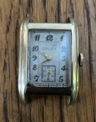 Vintage 1937-39 Gruen Tanks Men's Wrist Watch 10K GF_GXE 17 Jewel Running • $45
