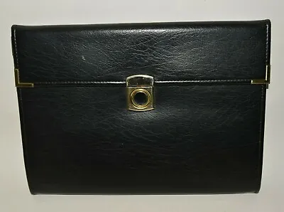 Vintage Black Faux Leather Notepad Holder Case Portfolio Attache Planner Rare • $26.10
