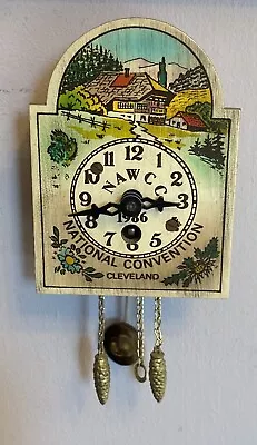 1986 NAWCC Convention Souvenir Mini Cuckoo Wall Clock Wood Windup WORKS With Key • $69.95