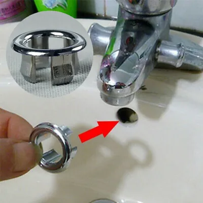 £2.28 • Buy Basin Sink Inserts Round 2pcs Chrome Bathroom Hole Cover Cap Overflow Ring