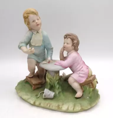 Capodimonte B Merli Kings Porcelain Figure Two Children Reading 5.75  • £17.60