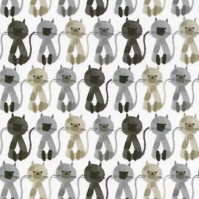 Feline Drive Fabric MUSINGS Cats Monochrome Fat Quarter (18  X 22 ) FQ • $3.60