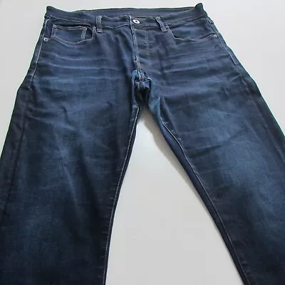 G-Star Jeans Mens W34 L32 Blue Straight Taper Denim Button Fly 3301 • $22.80