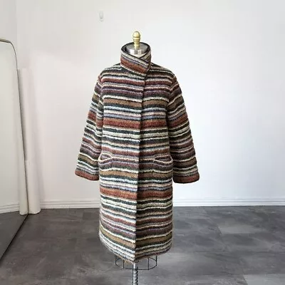 $2250 • Buy Missoni Striped Wool Mohair Knit Quilted Reversible Coat Brown 40/S/4 Designer