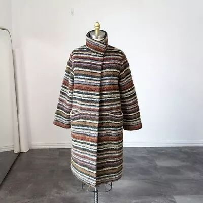 Missoni Wool  Striped Coat Brown 40/S Reversible Quilted Winter Retro Ranch • $2500