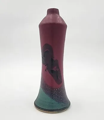 Vintage Mid-Century Bud Vase Art Glazed Signed Modern Contemporary Ceramic 9.5 H • $7.50