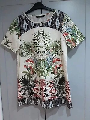 Zara Multicolour Dress Thick Cotton Foral With Birds Excellent Condition(B3/12) • £12