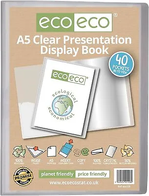 Eco-eco A5 50% Recycled Clear 40 Pocket Presentation Display Book • £6.99