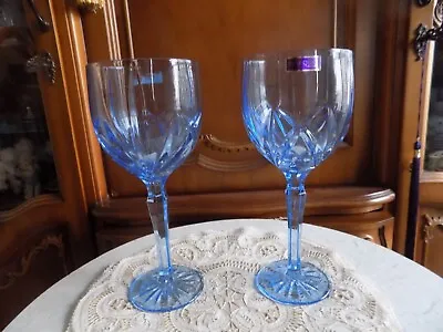 Waterford Marquis Brookside Blue Pastel Crystal Wine Glasses - Set Of 2 • $30