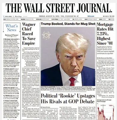 WSJ Donald Trump MUGSHOT Newspaper  8/25/2023 • $15.99