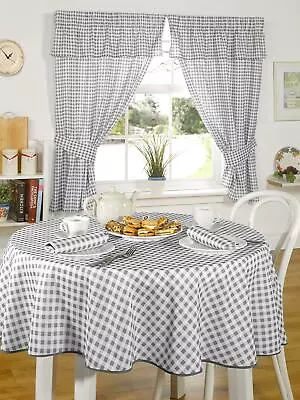 £14.99 • Buy Molly Kitchen Curtains Tablecloth Napkins Dining Range Charcoal Gingham Check