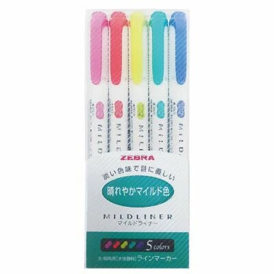 $9.45 • Buy Zebra Mildliner Bright Colour Set (5/pk) WKT7-5C-HC
