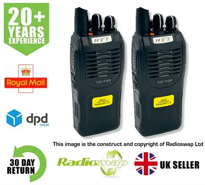 HYT TC700 UHF 403-470MHZ 4 WATT  WALKIE-TALKIE TWO WAY RADIO X 2 • £99.95