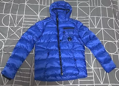 Blue CP Company Shell Down Chest Hooded Puffer Jacket Winter Coat Size Medium • £175.98