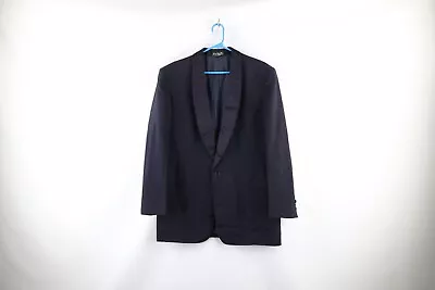 Vintage 50s Rockabilly Mens 42L Distressed Prom Smoking Tuxedo Jacket Navy USA • $84.96