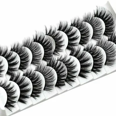 10 Pair 3D Mink False Eyelashes Wispy Cross Long Thick Soft Fake Eye Lashes UK • £5.29