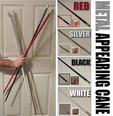 Metal Appearing Cane Red White Silver Or Black Stage Magic Trick New Fancy Dress • £14.99