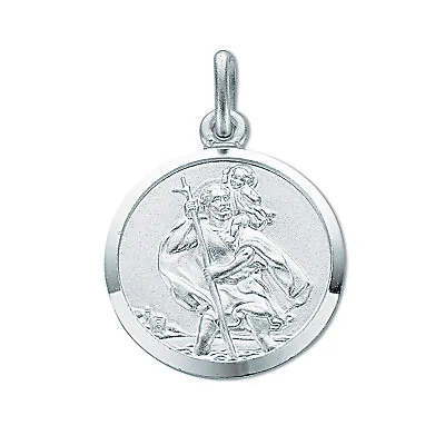 Men's Sterling Silver Medium Round St Christopher Pendant • £43.96