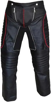 Mens X-Men Style Pants Sexy Real Black Leather Padded Jeans Bikers Trousers • $109.99