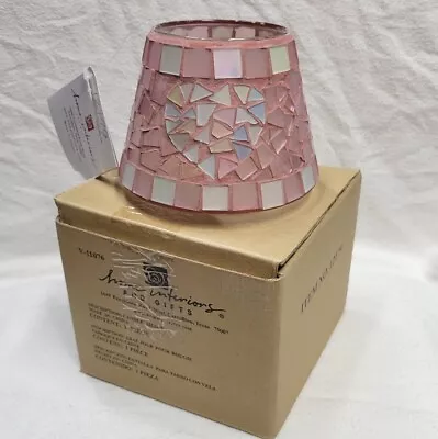 Pink Mosaic Glass Candle Shade Home Interiors 2 Hearts 4  Tall Brand New Tag Box • $24