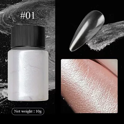 10g/Bottle White Chrome Pearl Nail Powder Glitter Manicure Nail Art Decoration • $1.87