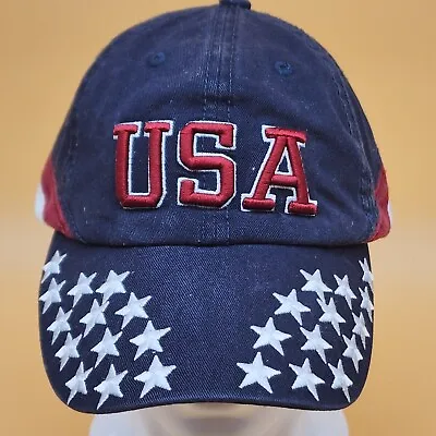 USA Belt Back Red White Blue Stars & Stripes Ball Cap American Pride Hat By HG • $26.64