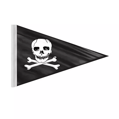 6 X9  Pirate Jolly Roger Pennant Motorcycle Flag For 3/8 Mount Pole 2-Sided • $14