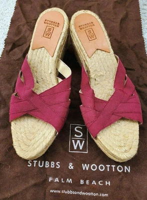 £53.30 • Buy Stubbs Wootton Women's Magenta Pink Purple Wedge Sandal Heels Shoes SZ 6