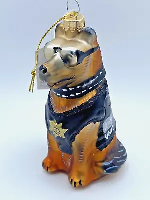 German Shepherd K-9 Police Dog Glass Ornament 4  Krebs Inspirations New In Box • $16.68