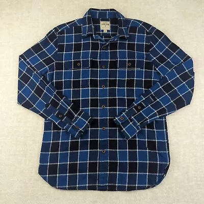 American Eagle Flannel Shirt Mens M Medium Pockets Blue Plaid Outdoor Indigo • $11.95