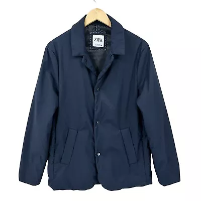 ZARA Jacket Coat Mens Large Thermore Traveler Blue Cool Comfort S320 • $32.95