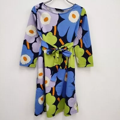 Marimekko New TUPARIT Unikko Size XS Tunic Dress Blue Green 4-0405M♪ • $78