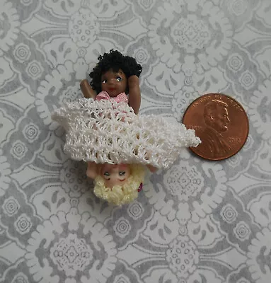 Dollhouse Miniature Jointed Porcelain Topsy Turvey Doll Artisan Handmade 1 3/4  • $50