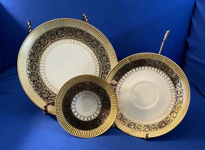 $28 • Buy Vtg 3 Piece Set German Bavaria Elfenbein Porzellan Tea Cup Saucer Bread Plate