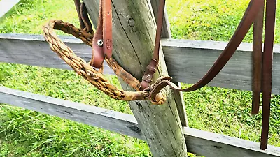 Vintage Rawhide Handmade(?) Bosal & Leather Reins Hackamore • $109