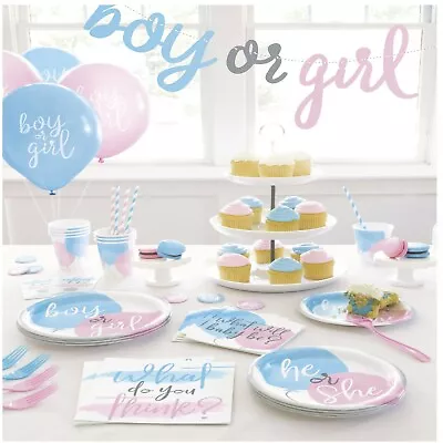 Gender Reveal Party Girl Boy Blue Pink Cannons Unisex Baby Shower Decorations • £3.99