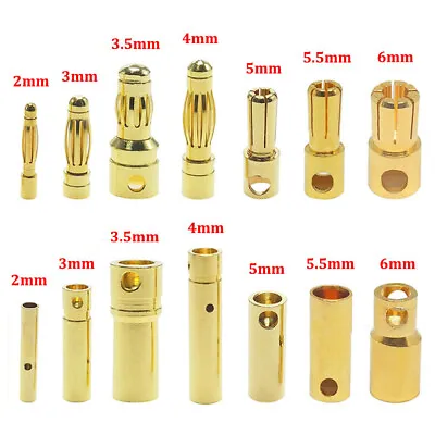 1Pair 2mm 3mm 3.5mm 4mm 5mm 5.5mm 6mm RC Battery Bullet Banana Plug Connector • $1.99