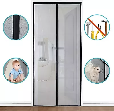 Magnetic Screen Door Deluxe Version – Heavy Duty Mesh Curtain Strong Magnets • £10.99