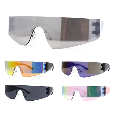 Retro Oversize Narrow Curved Shield Color Mirror Wrap Sport Sunglasses • $13.95