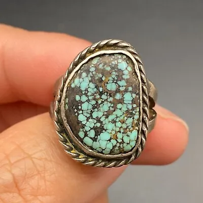 Vintage Turquoise Silver Ring Size 7 • $105