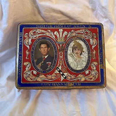 Royal Wedding 1981 Charles & Diana New Biscuit Tin Crawford's - Vintage Empty  • £16